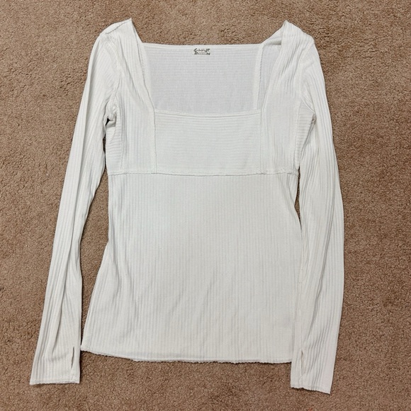 Intimately Free People Squareneck Ribbed Long Sleeve Top - Picture 1 of 4